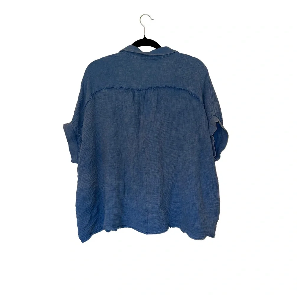 Umgee Blue Women's Button-Up Top - Picture 6 of 6